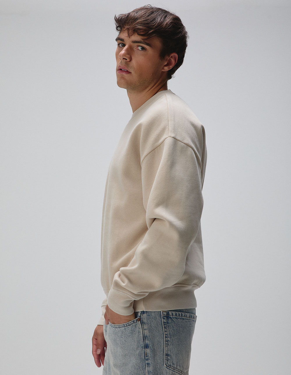 RSQ Mens Washed Oversized Crewneck Sweatshirt - TAUPE