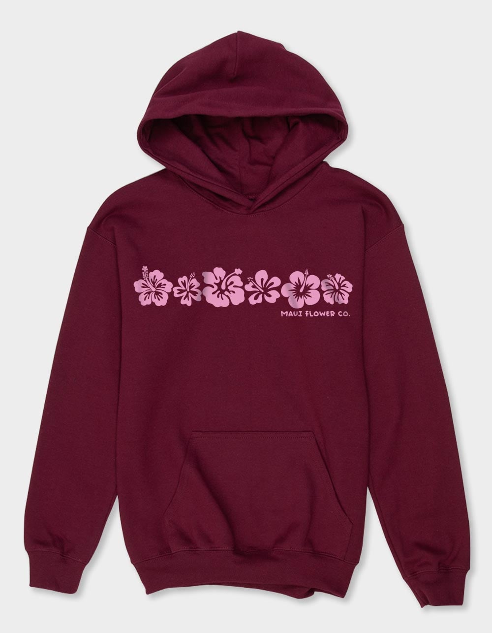 MAUI Flower Co. Unisex Kids Hoodie - MAROON