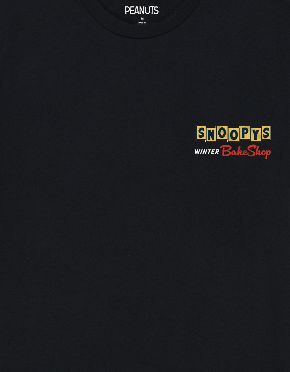 PEANUTS Warm Wishes From Bake Shop Unisex Tee - BLACK