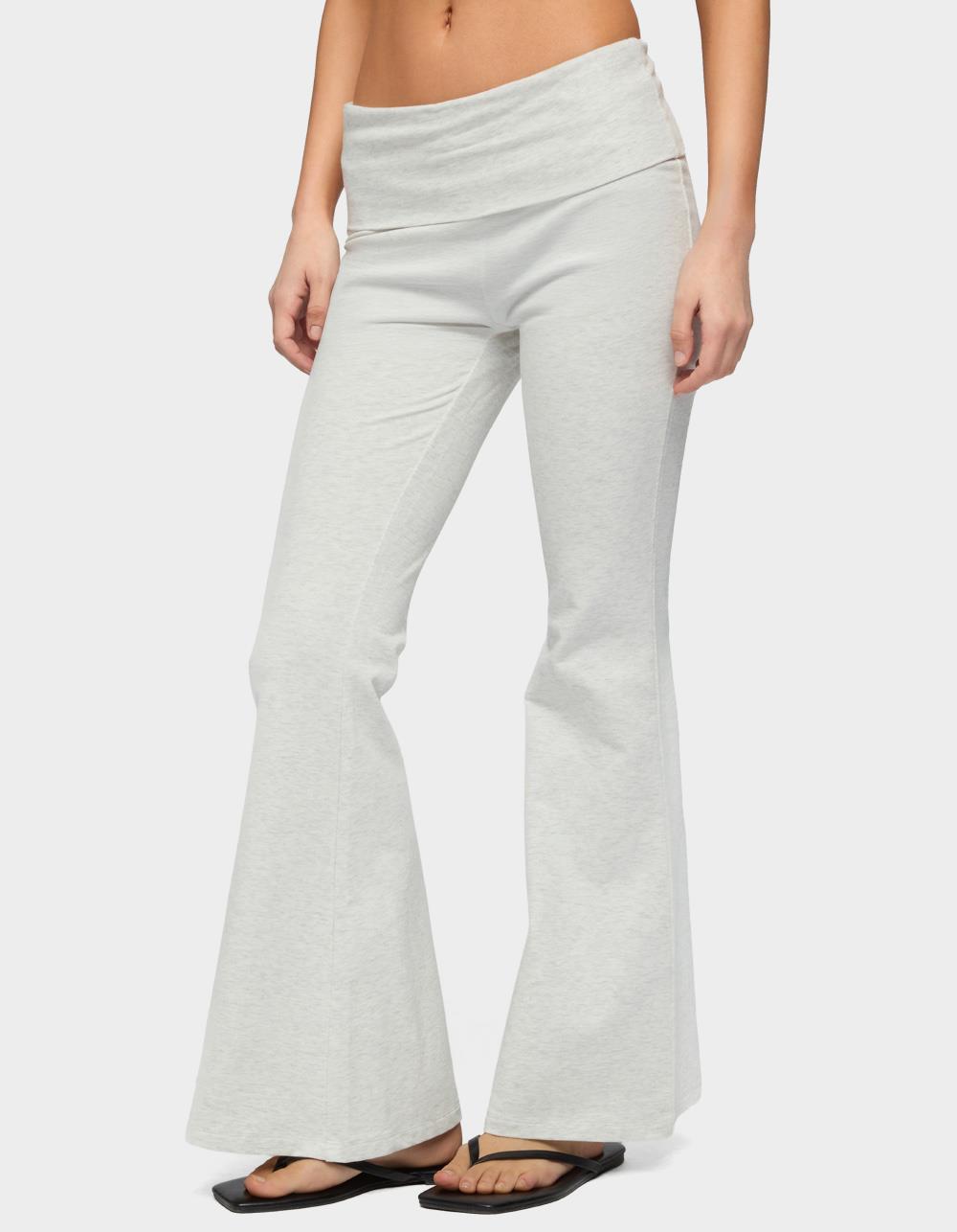 EDIKTED Petite Naomi Foldover Flared Leggings - GRAY