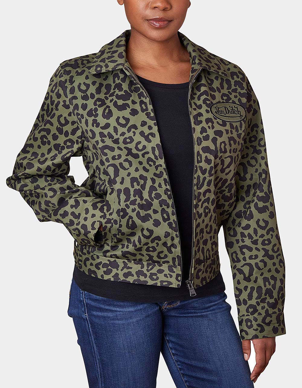 VON DUTCH Mechanical Stretch Twill Womens Jacket - GREEN