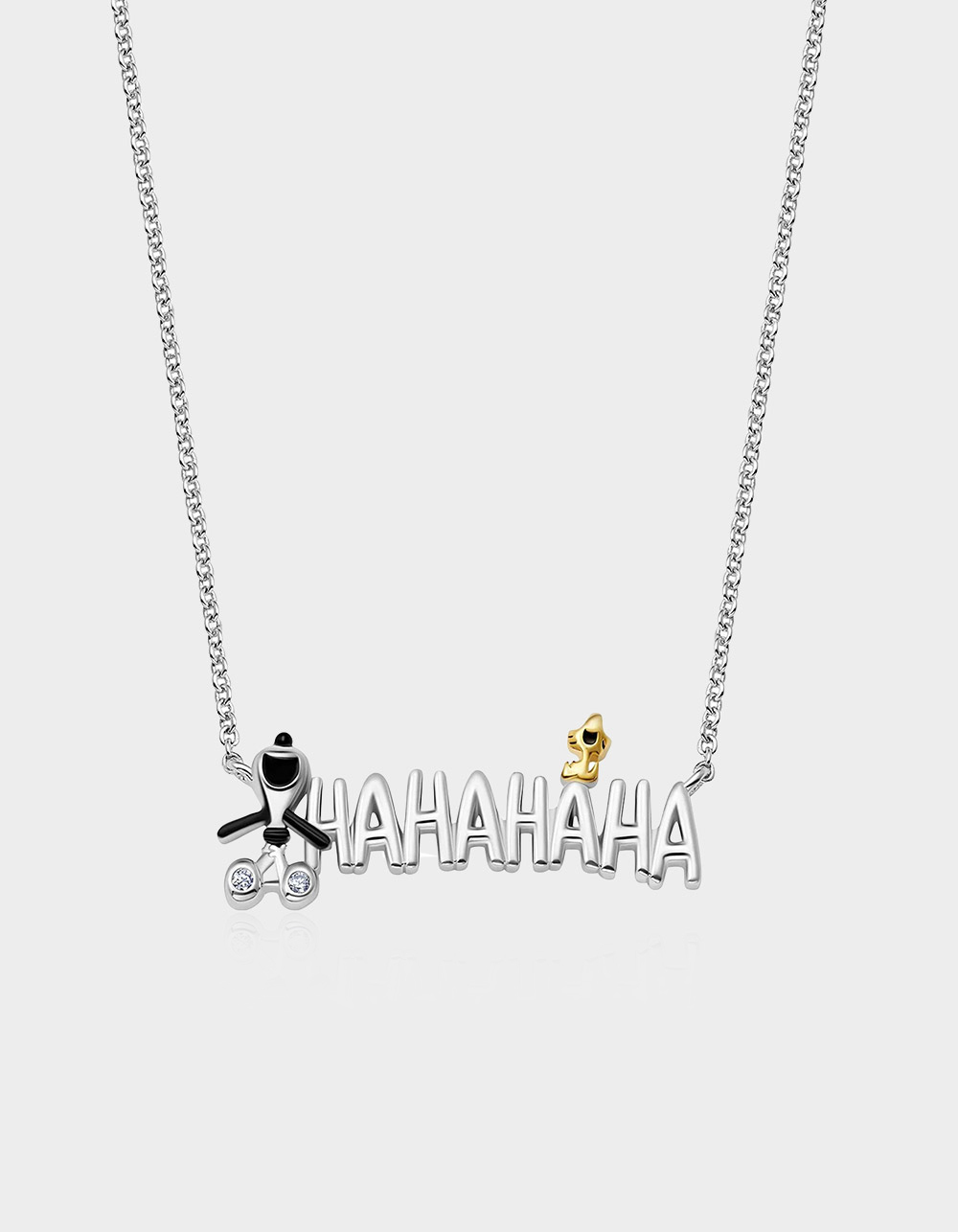 CRISLU Peanuts Ha Ha Ha Necklace - PLATINUM