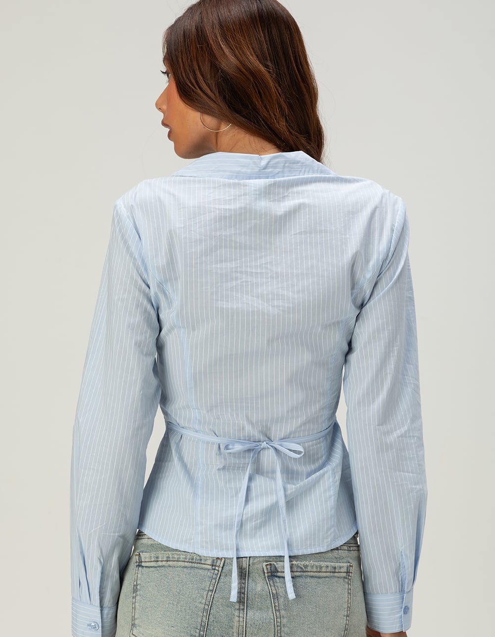 RSQ Womens Long Sleeve Button Up Shirt - BLUE