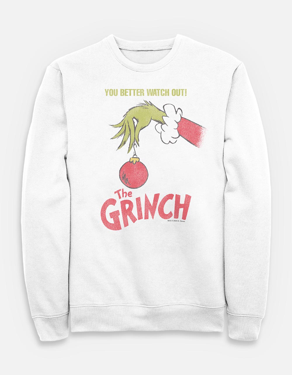 DR. SEUSS Grinch Better Watch Out Unisex Crewneck Sweatshirt - WHITE