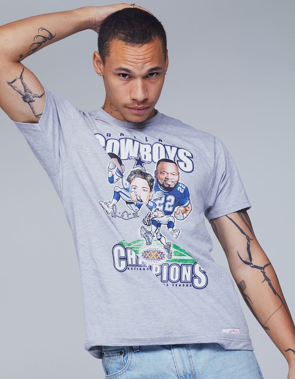 Mitchell & Ness Dallas Cowboys Champions Graphic Tee - Heather Gray - XX-Large
