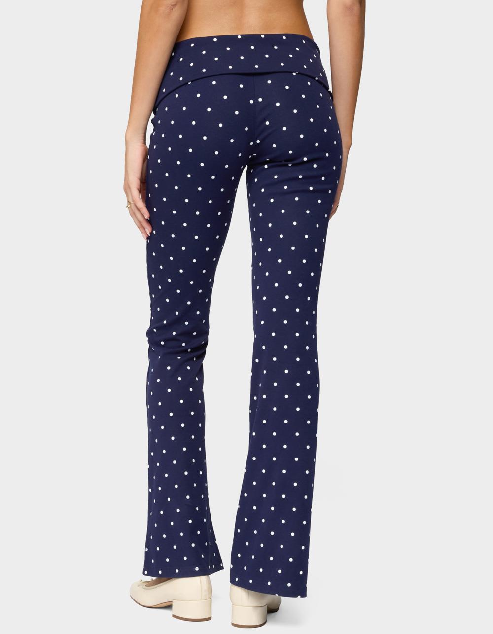 EDIKTED Daliya Polka Dot Fold Over Pants - NAVY