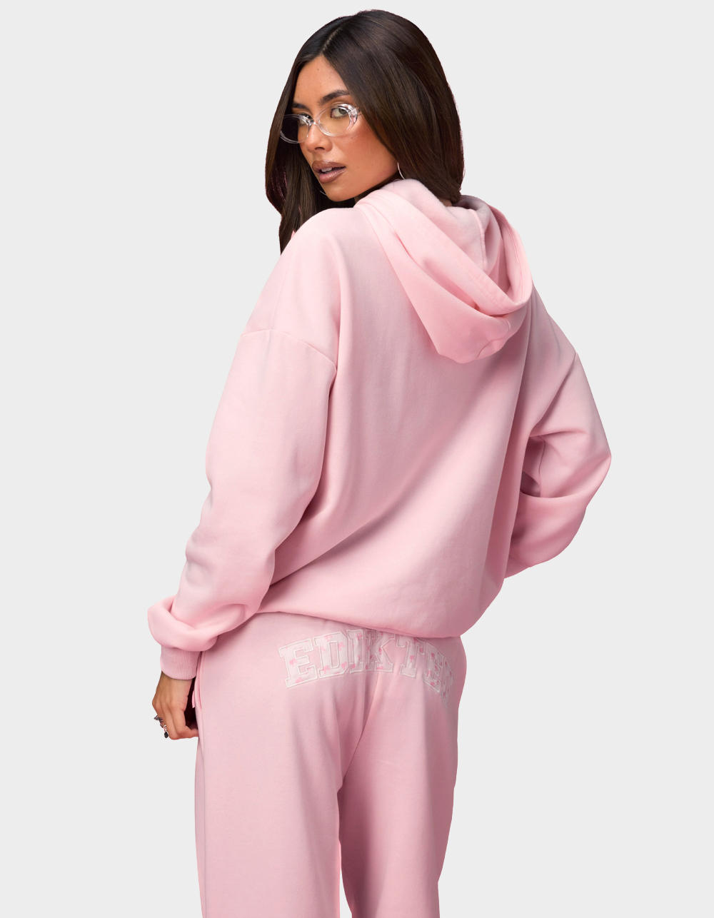 Edikted Hearts Barbie™ Oversized Hoodie - LIGHT PINK