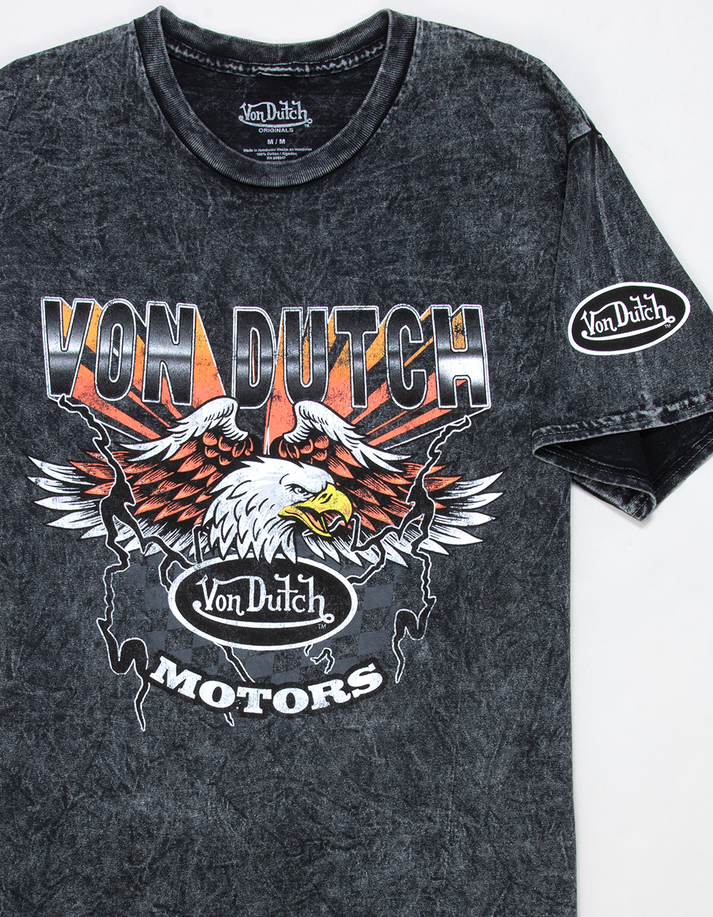 VON DUTCH Moto Chrome Mens Tee - WASHED BLACK