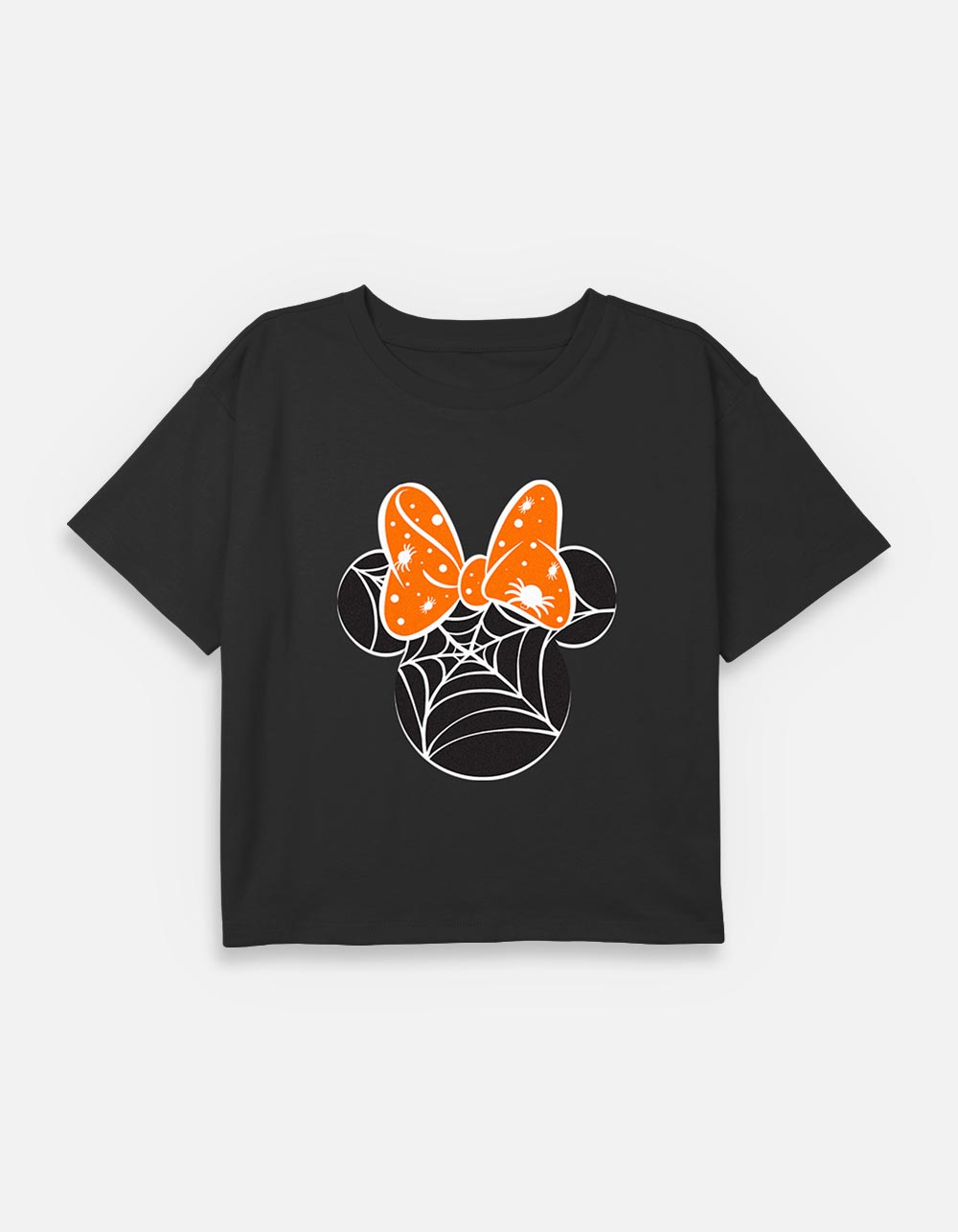 DISNEY Minnie Mouse Web Girls Crop Tee - BLACK