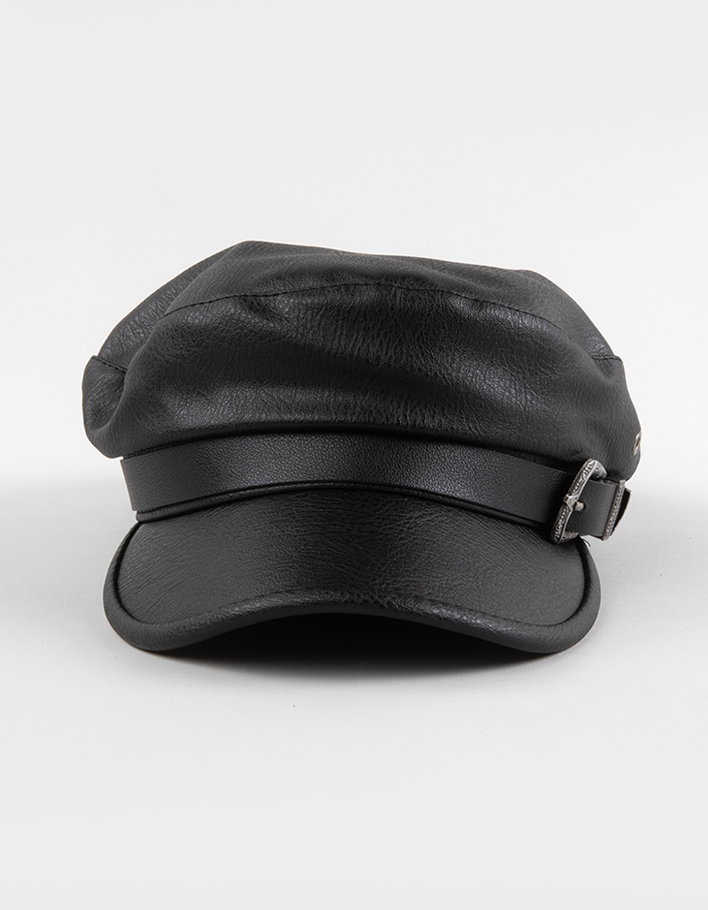 Phoenix Faux Leather Womens Fiddler Cap - BLACK