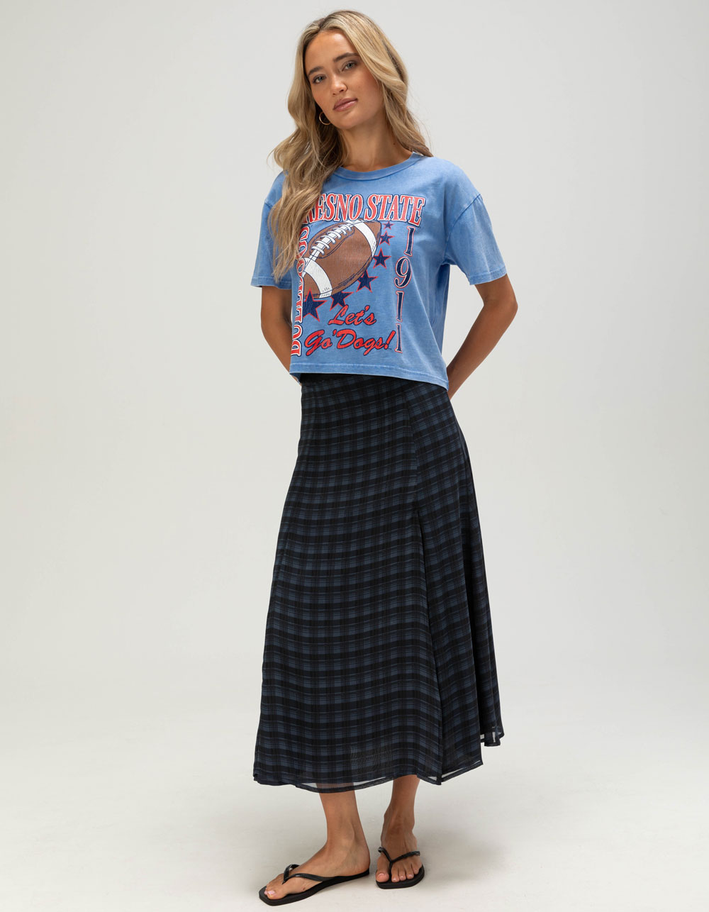 CHICKA-D Fresno State Short 'n Sweet Womens Crop Tee - BLUE