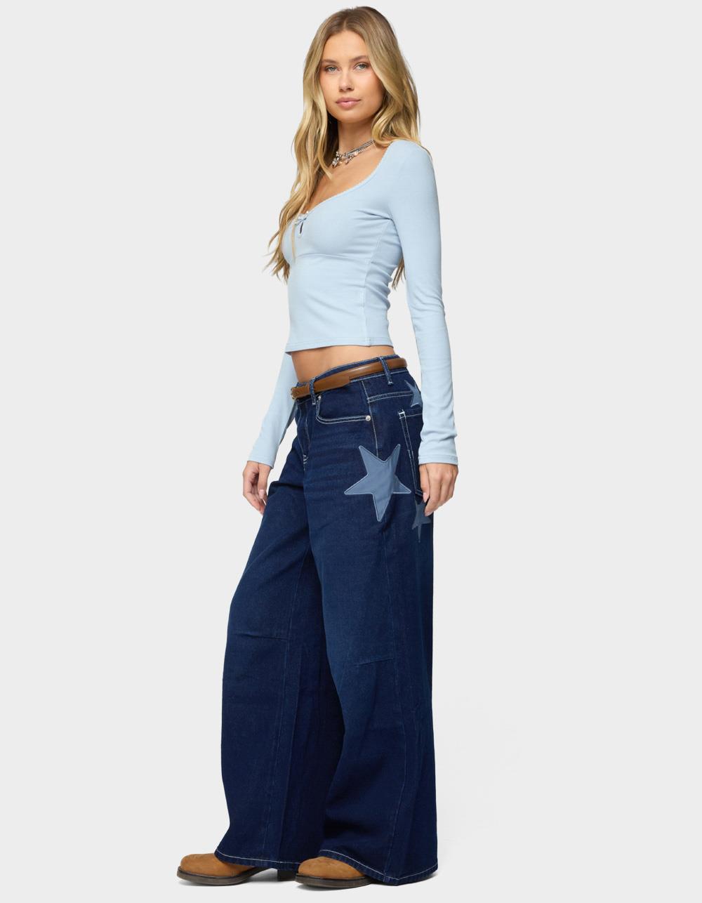 EDIKTED Madder Keyhole Cutout Top - LIGHT BLUE