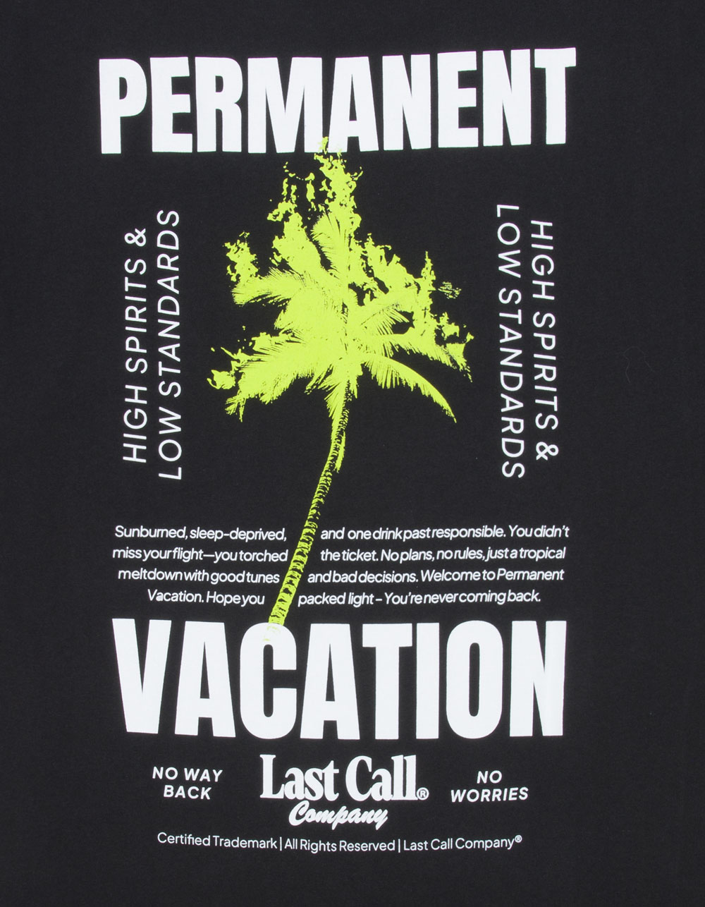 LAST CALL CO. Permanent Vacation Mens Tee - BLACK