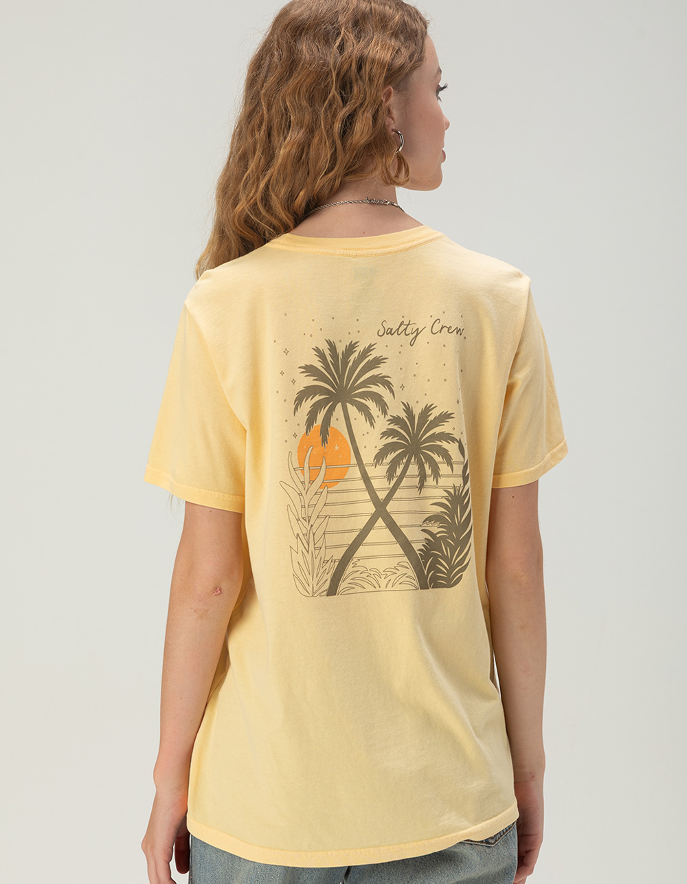 SALTY CREW Moon Wake Womens Boyfriend Tee - YELLOW