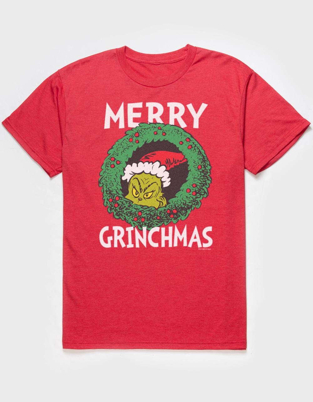 DR. SEUSS Grinchmas Wreath Unisex Tee - HTHR RED
