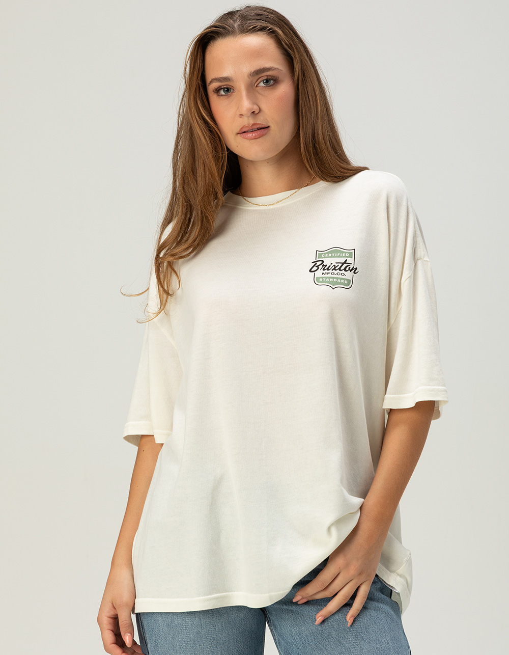 BRIXTON Brooker Womens Oversized Tee - OFF WHITE