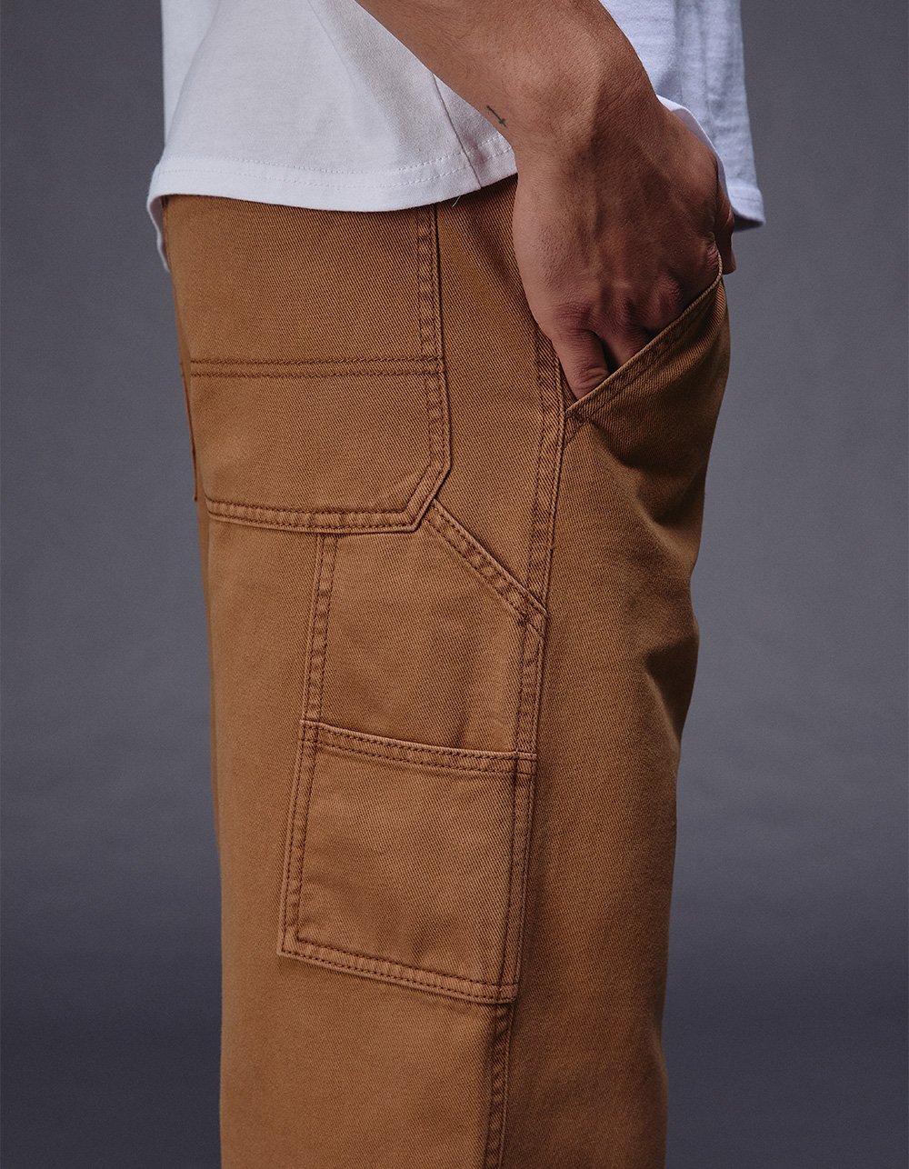 RSQ Mens Straight Fit Pull On Carpenter Pants - TOFFEE