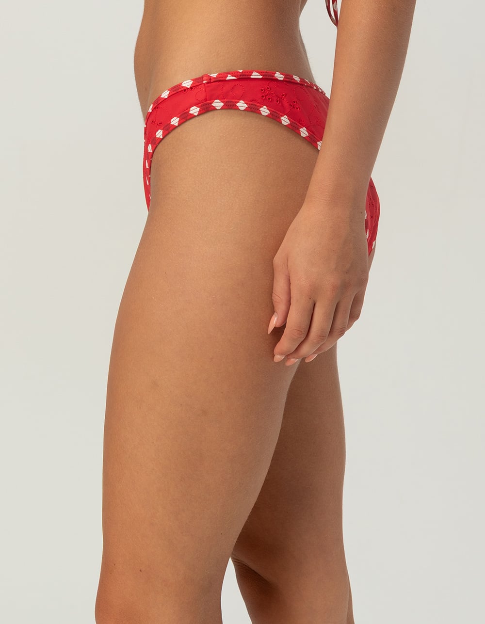 FULL TILT Eyelet Cheekier Bikini Bottoms - RED