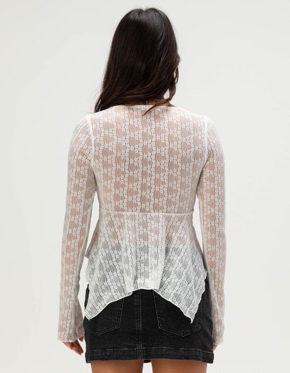 FULL TILT Hanky Lace Womens Top - IVORY