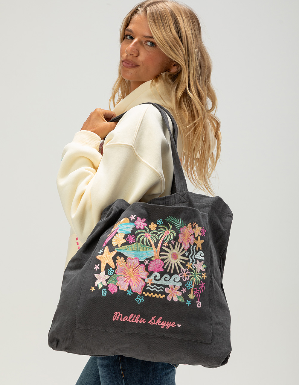 MALIBU SKYYE Tropical Paradise Tote Bag - WASHED BLACK