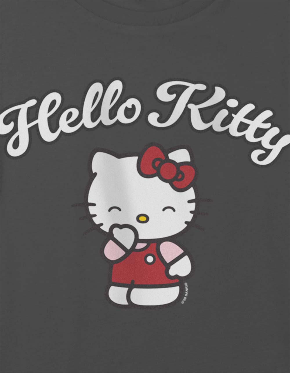HELLO KITTY Smile Girls Crop Tee - CHARCOAL