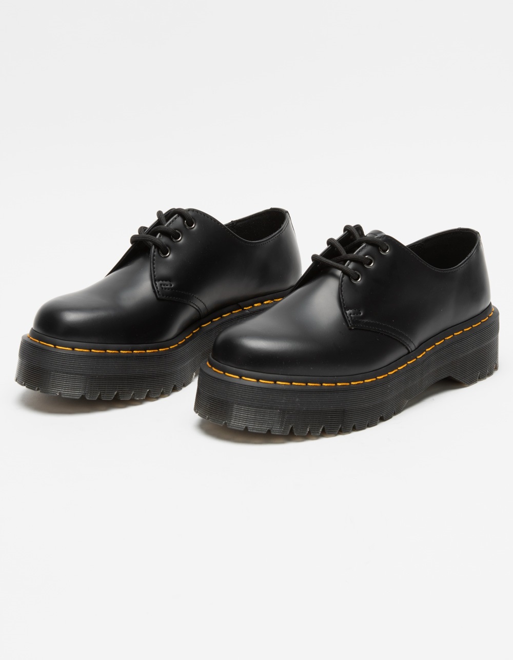 DR. MARTENS 1461 Quad Smooth Leather Womens Platform Shoes - BLACK