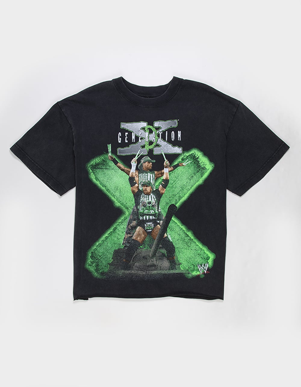 WWE D-Generation X Raided Mens Crop Boxy Tee - WASHED BLACK