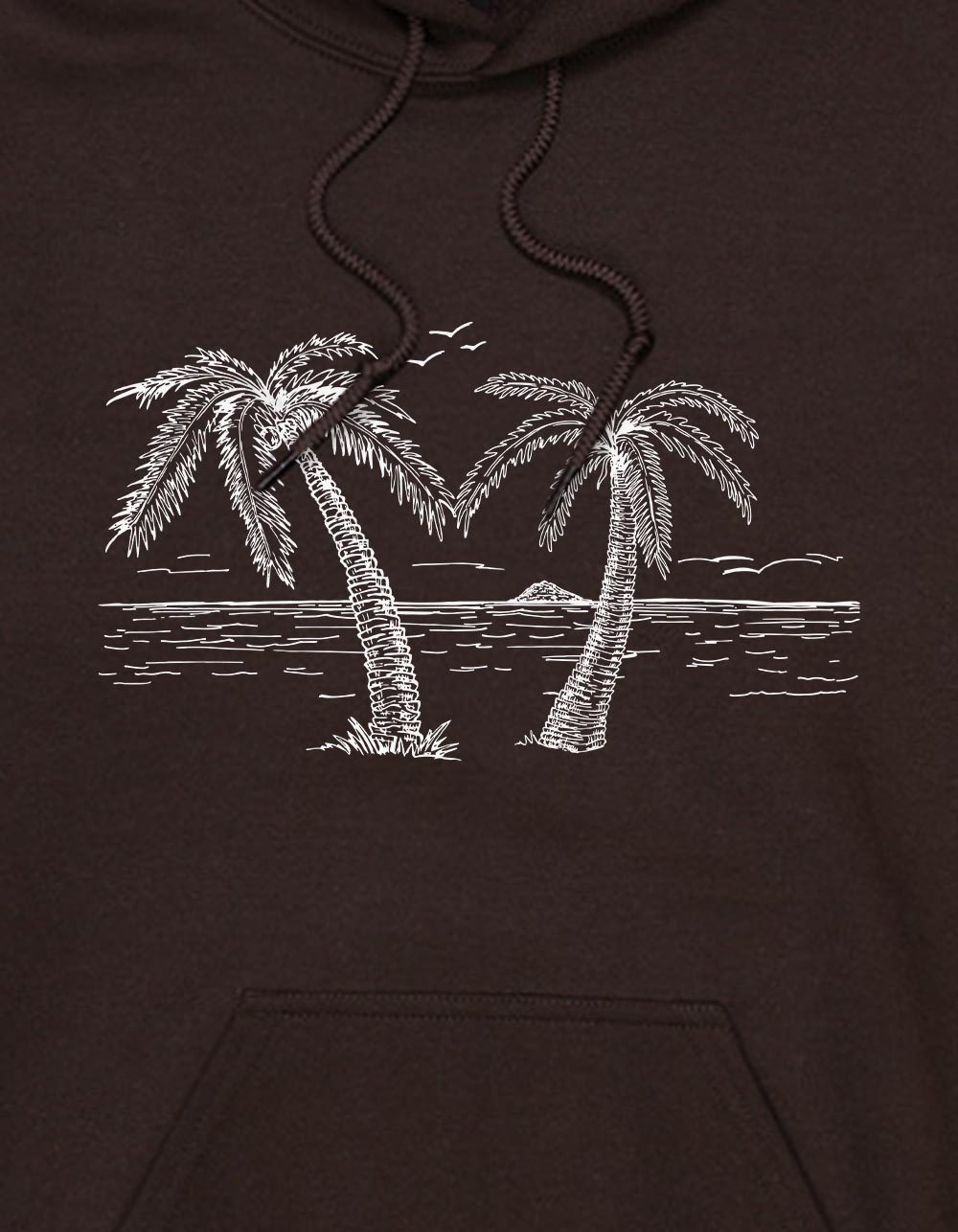 BEACH Palms Outline Unisex Hoodie - CHOCOLATE