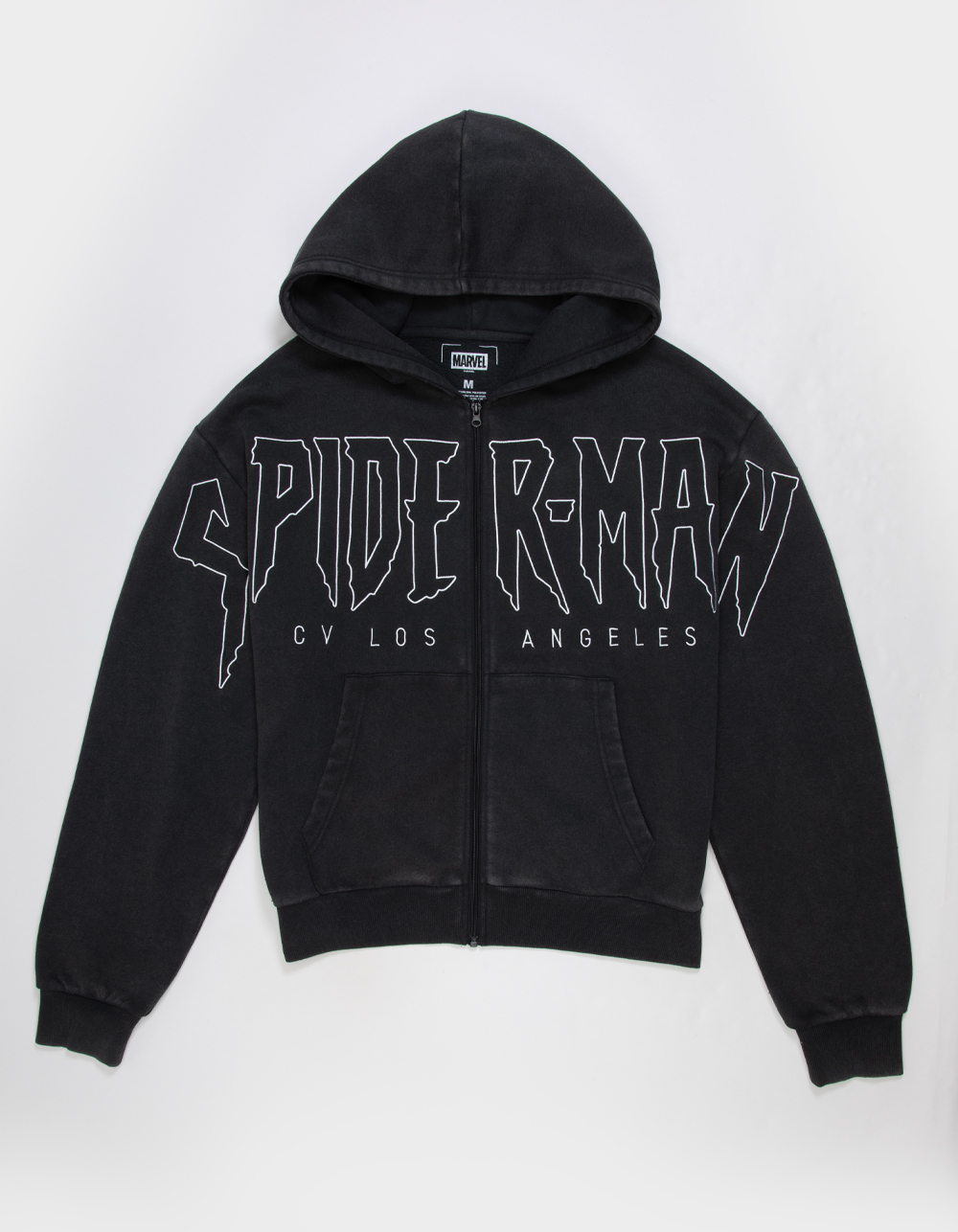 CVLA x Marvel Spider-Man Sigil Mens Zip-Up Hoodie - WASHED BLACK