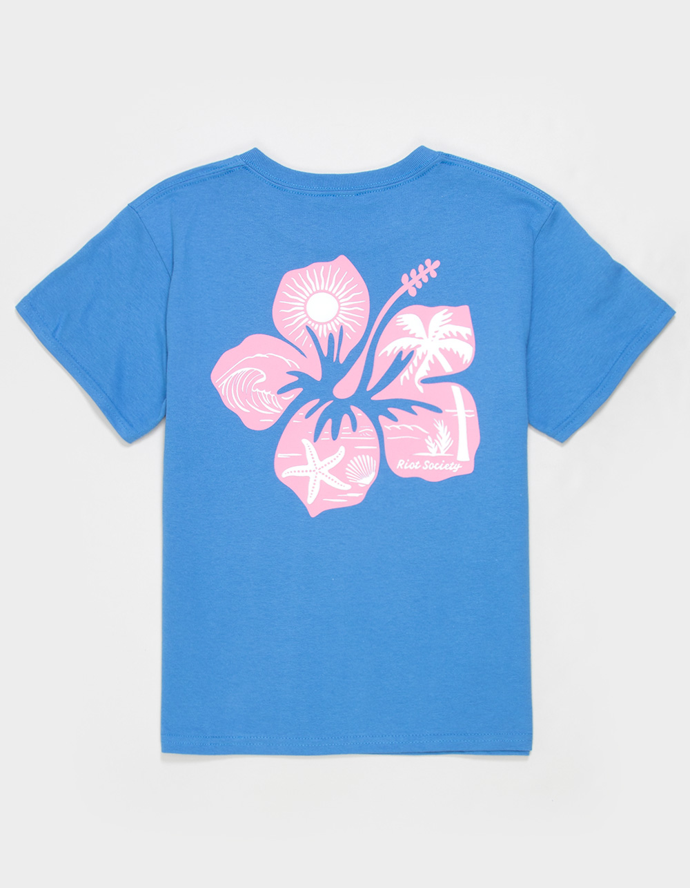 RIOT SOCIETY Beach Hibiscus Girls Tee - BLUE