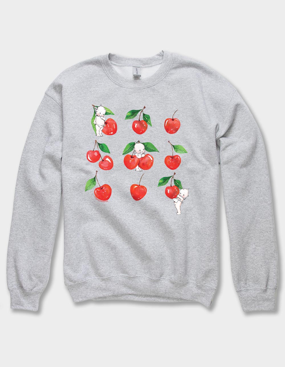 KEWPIE Cherries Unisex Crewneck Sweatshirt - HEATHER GRAY