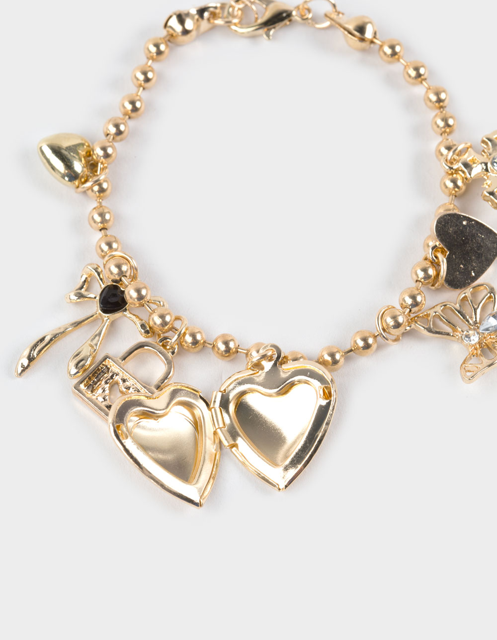 FULL TILT Butterfly/Heart Charm Bracelet - GOLD