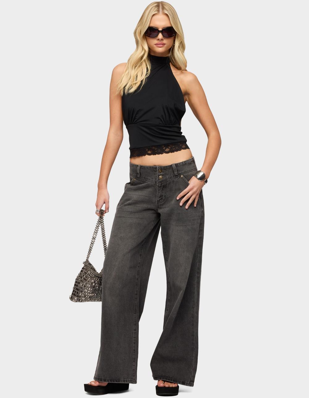 EDIKTED Meredith Low Rise Wide Leg Jeans