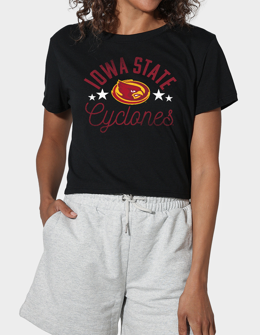 IOWA STATE UNIVERSITY Cyclones Womens Cropped Tee - BLACK