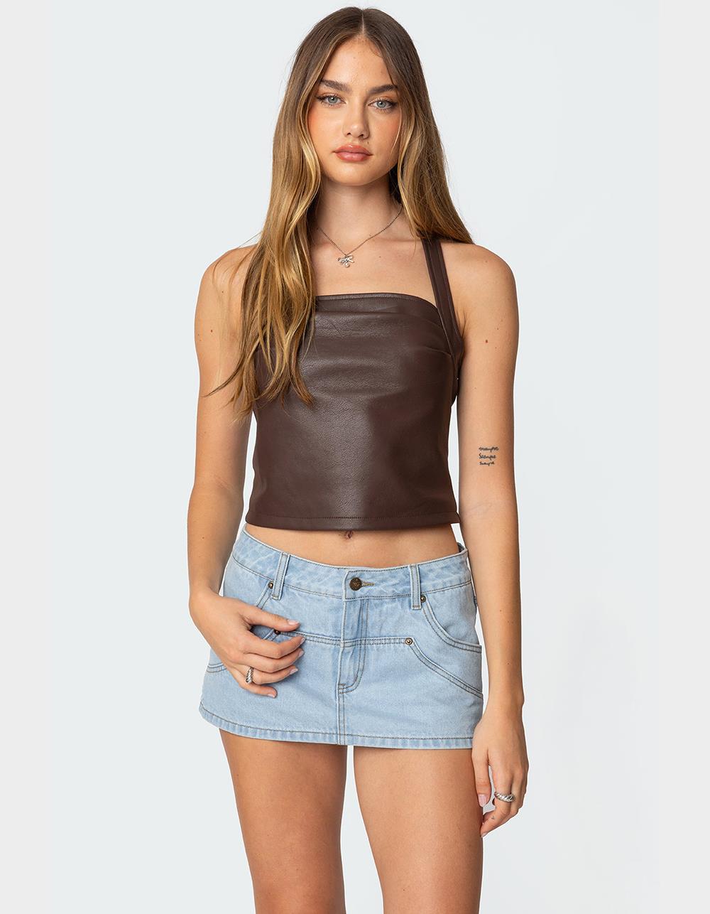 faux leather halter top