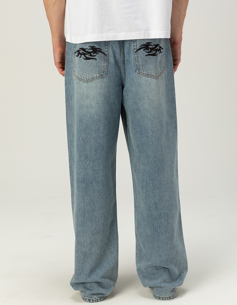 RSQ Mens Baggy Embroidered Jeans