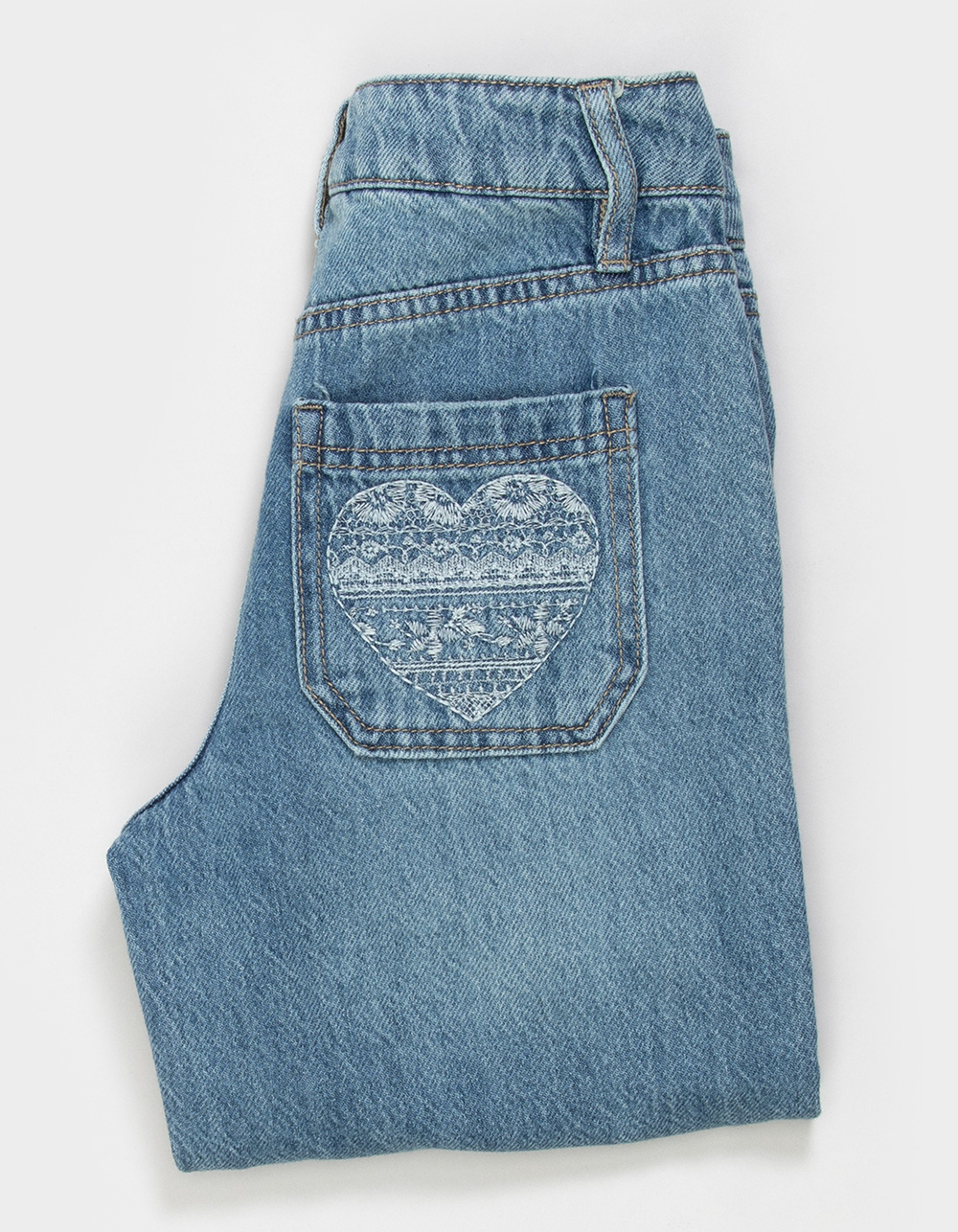 RSQ Girls High Rise Heart Carpenter Jeans - MEDIUM WASH