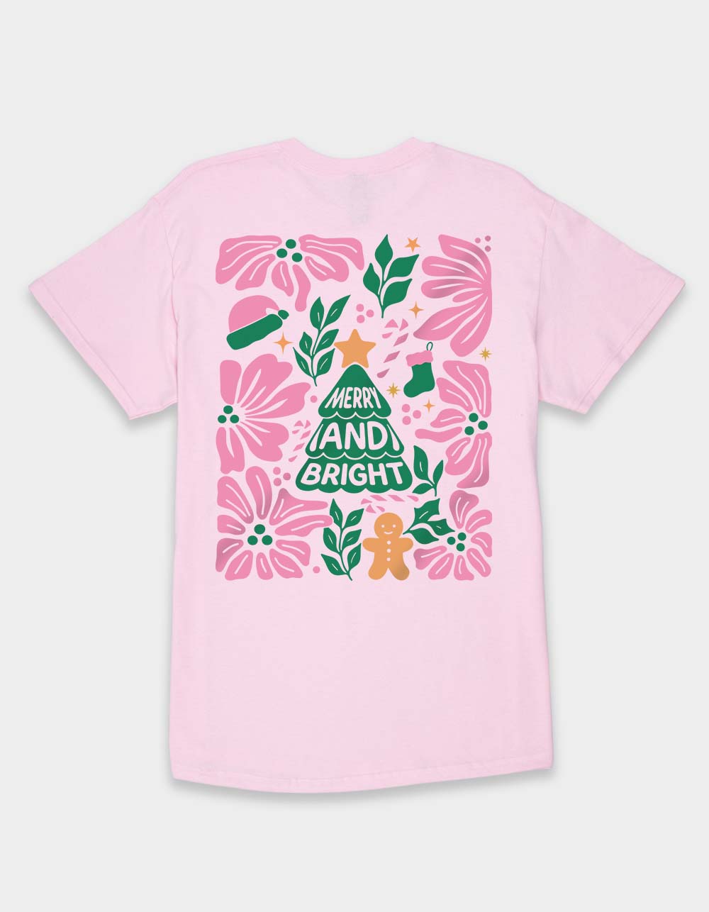 TREE Merry And Bright Floral Unisex Tee - LIGHT PINK