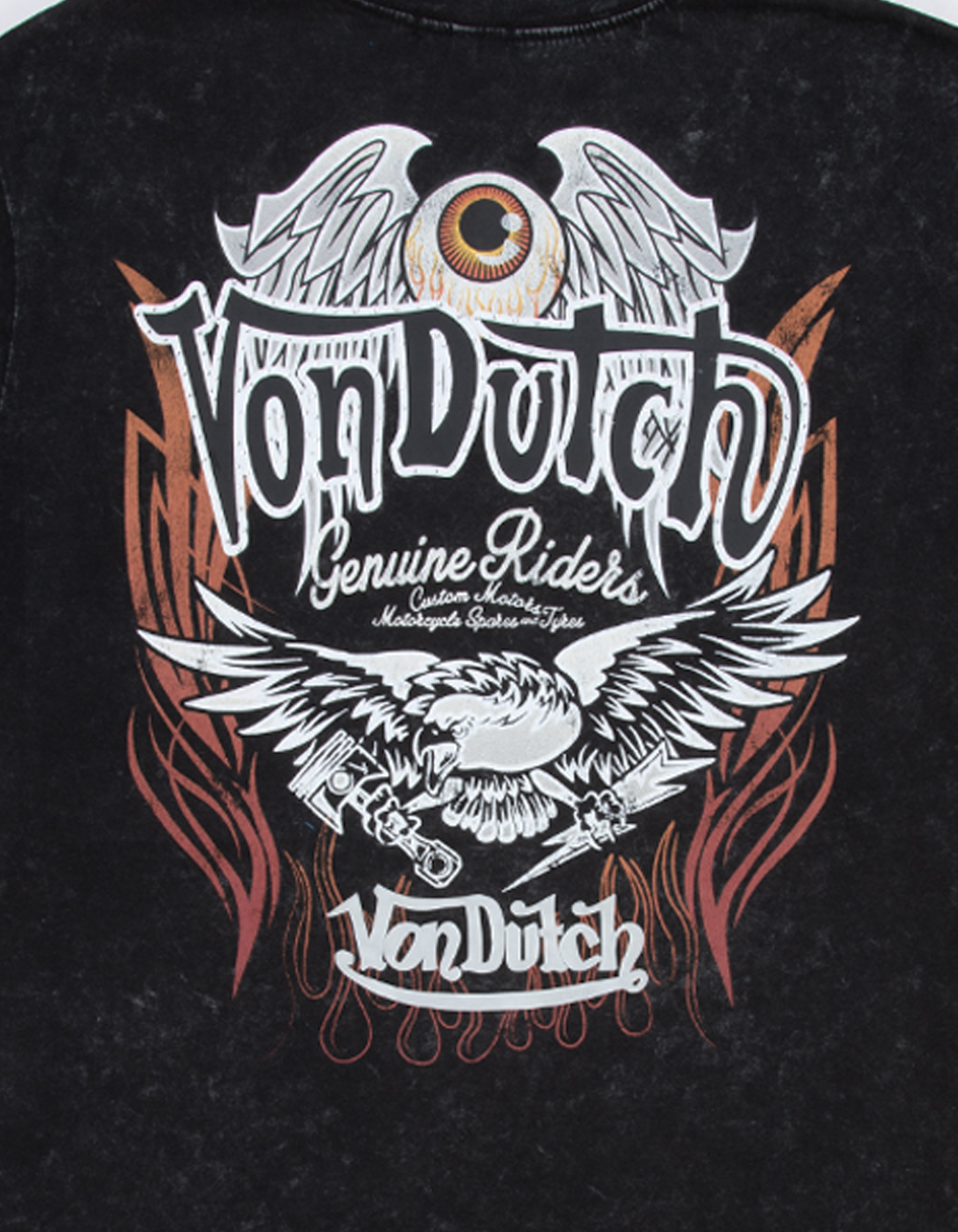 VON DUTCH Wings Mens Boxy Tee - WASHED BLACK