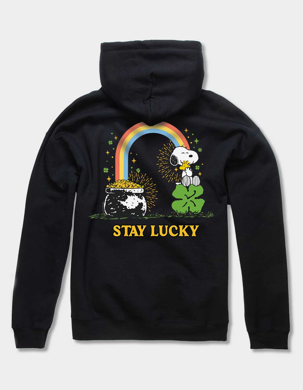PEANUTS Stay Lucky Rainbow Unisex Hoodie - BLACK