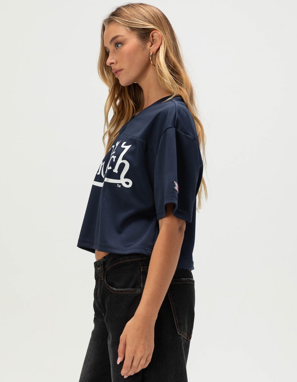 VON DUTCH Womens Crop Boxy Jersey - NAVY