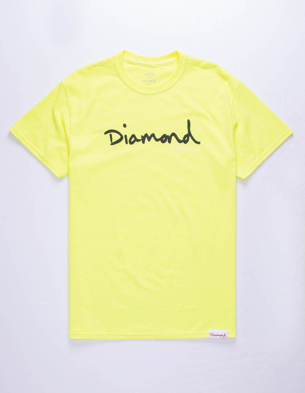 DIAMOND SUPPLY CO. OG Script Neon Yellow Mens T-Shirt image number 0