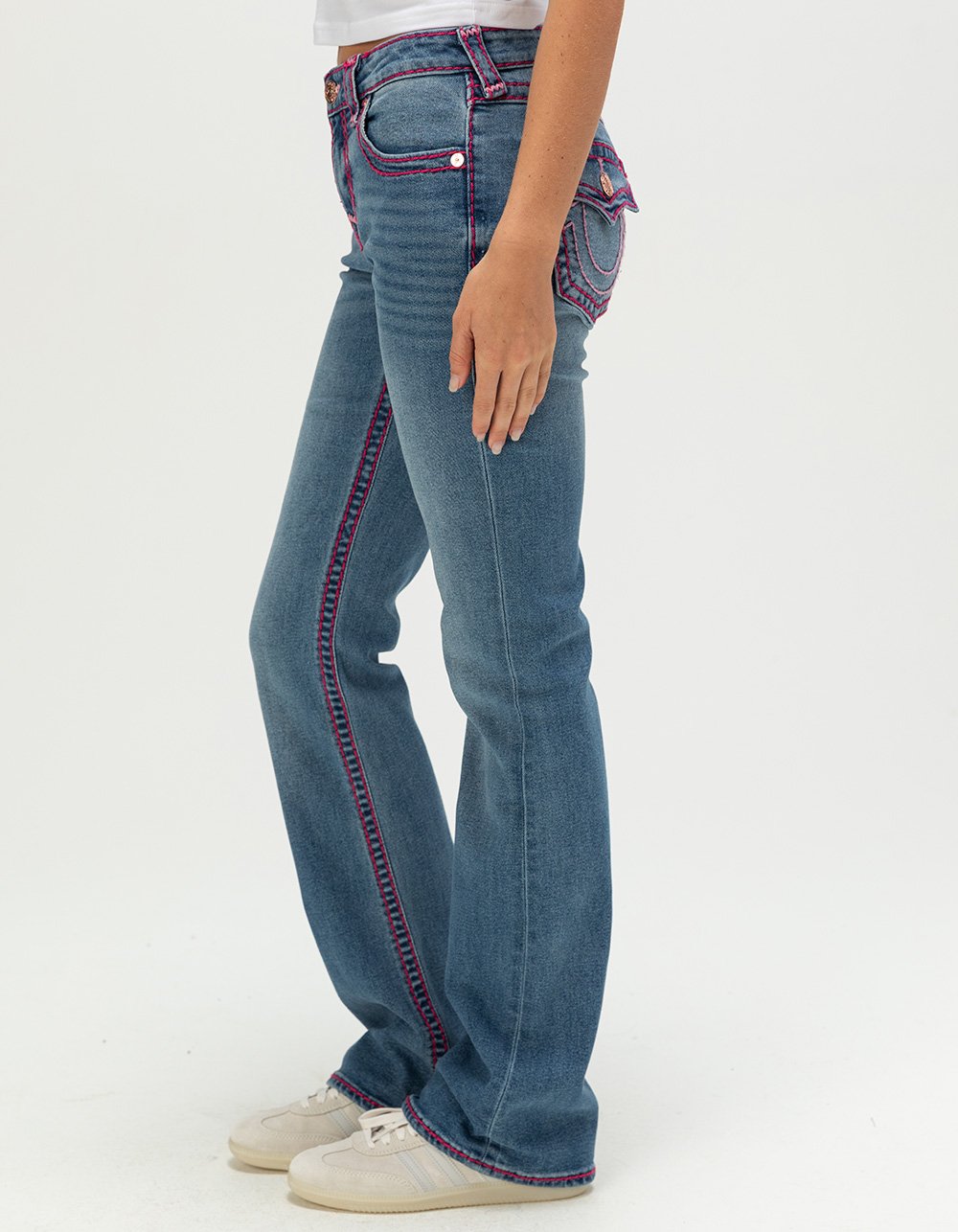 TRUE RELIGION Becca Mid Rise Super T Womens Bootcut Jeans - MEDIUM WASH