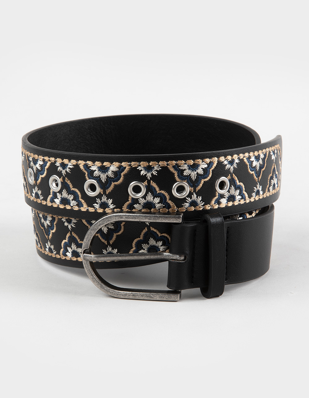 Embroidered Boho Womens Belt - BLACK