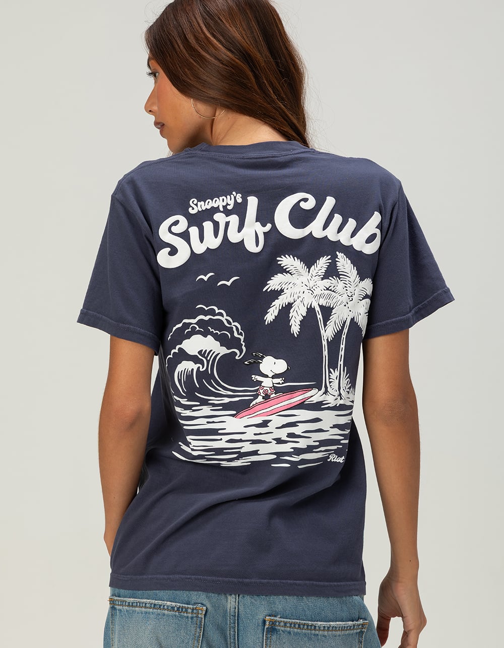 RIOT SOCIETY x Peanuts Snoopy Surf Club Womens Tee - NAVY