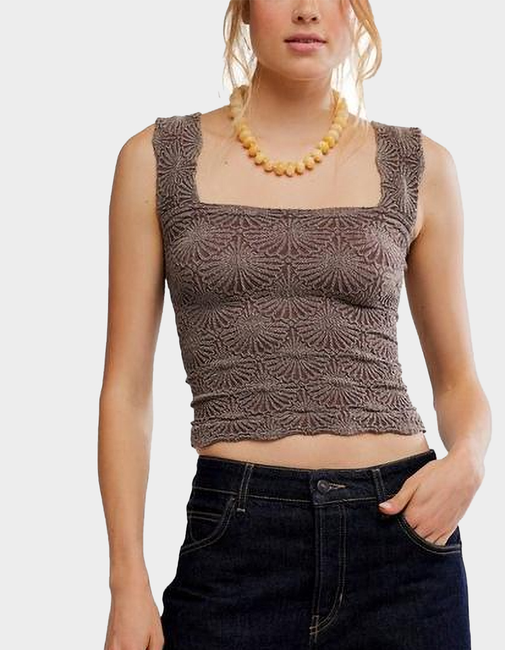 FREE PEOPLE Seamless Love Letter Womens Cami - CHOCOLATE
