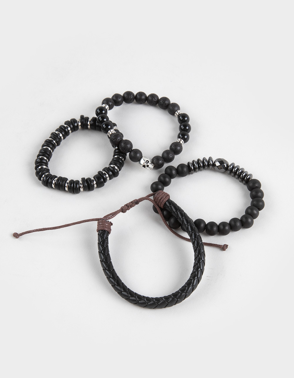 RSQ 4 Pack Lava And Glass Bead Stretch Bracelets - BLACK