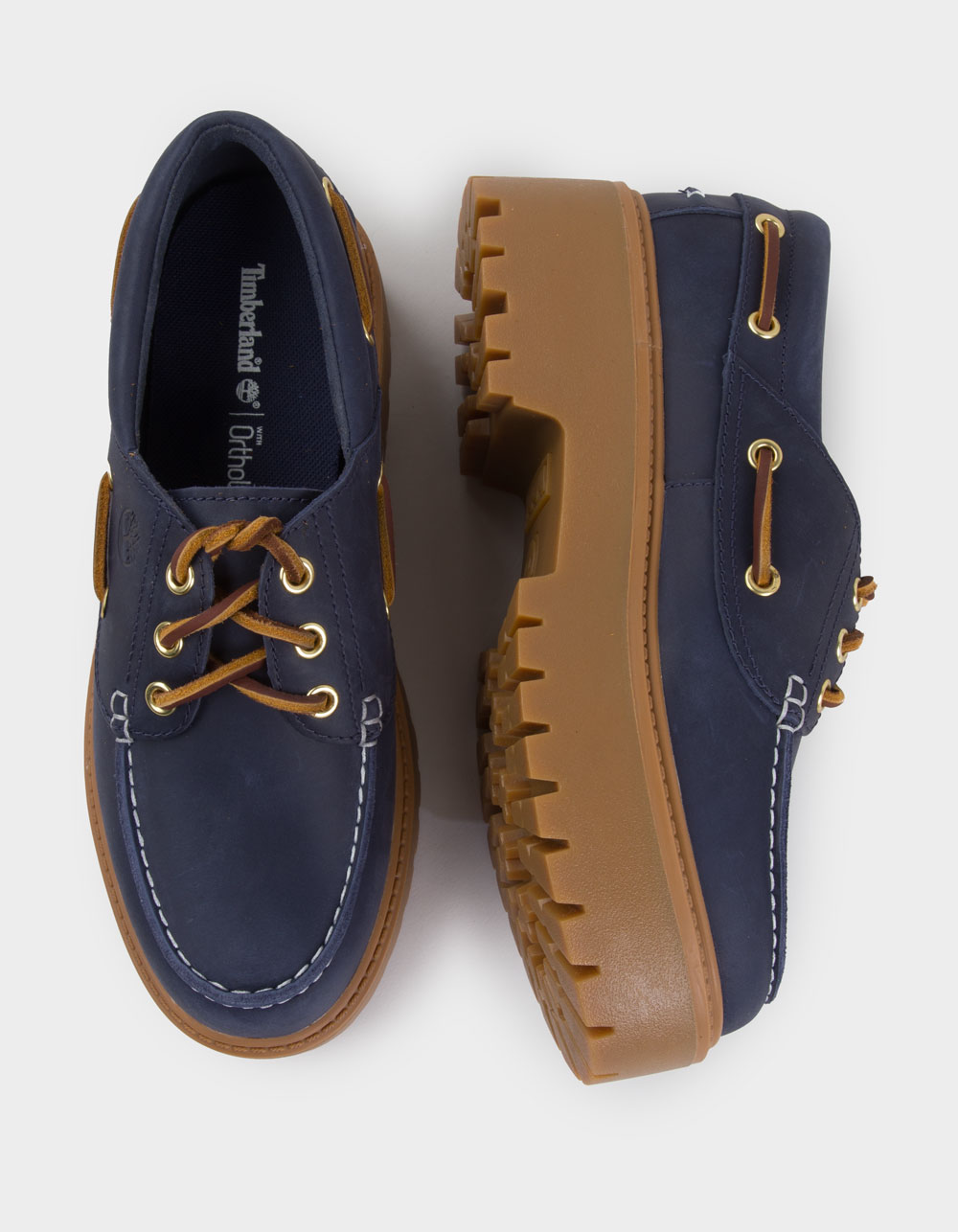 TIMBERLAND Stone Street Womens Platform Boat Shoes - NAVY
