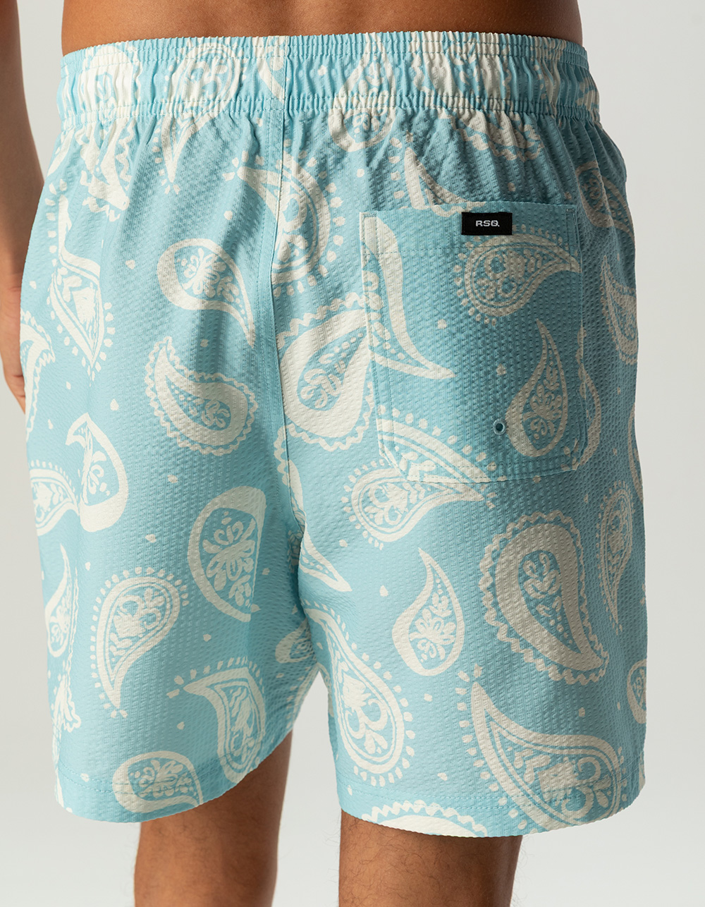 RSQ Mens Seersucker 6.5" Swim Trunks - CRYSTAL BLUE