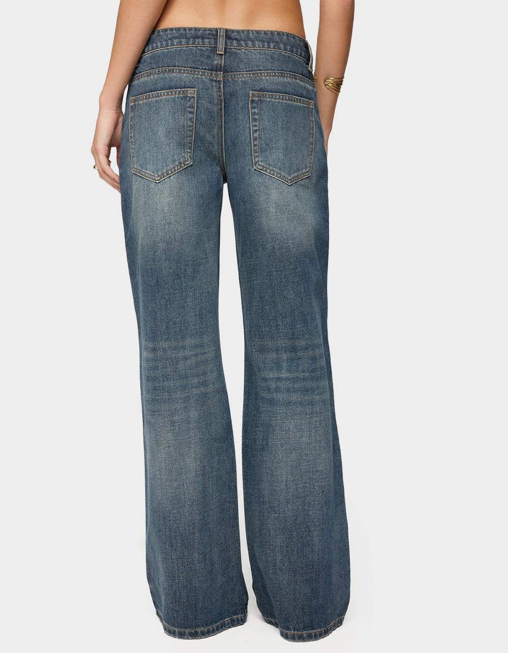 EDIKTED Della Waist Scarf Low Rise Baggy Jeans - BLUE